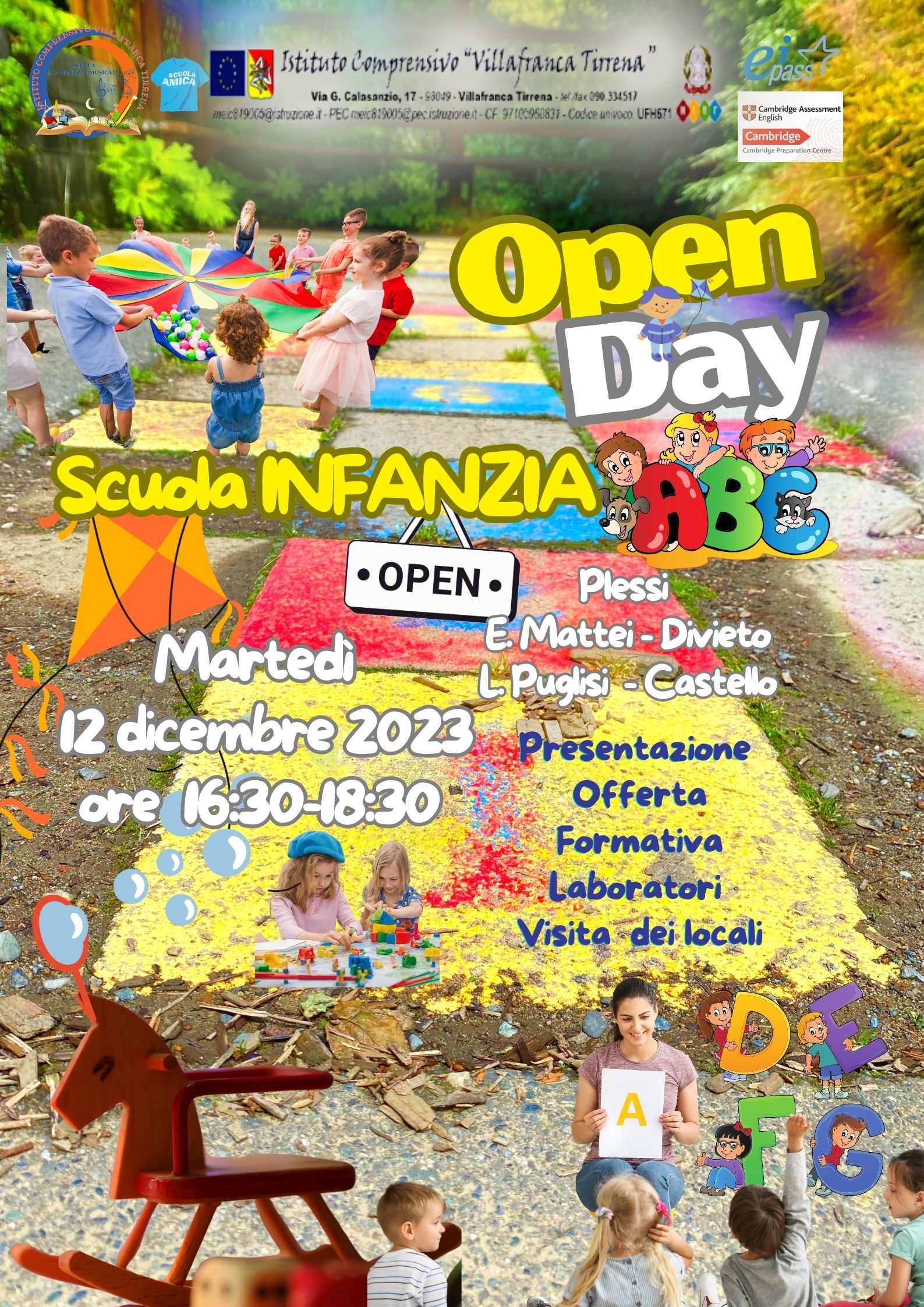  Locandina Open day Scuola INFANZIA iscrizioni 2024 25